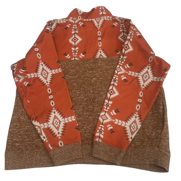 Hooey Pullover Sweater Mens Extra Large Brown Aztec 1/4 Snap Western Outfitter - Picture 11 of 11